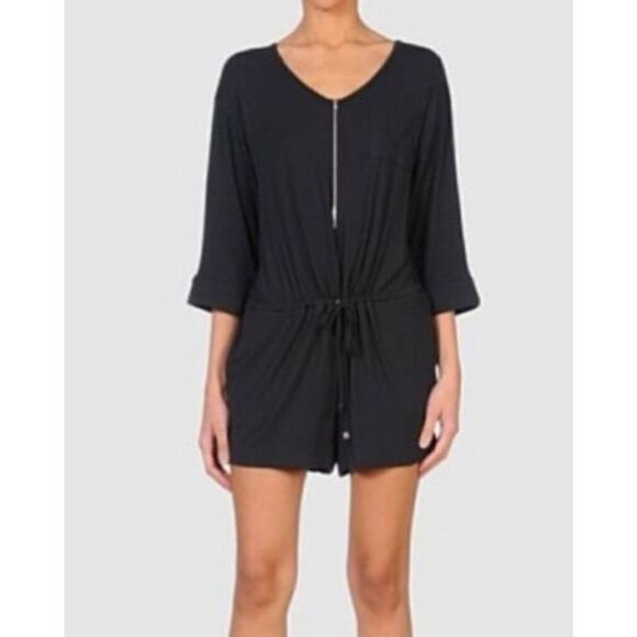 Under.ligne Black Romper Super Cute and Soft Drawstring Waist Women’s Sz XSmall - Picture 2 of 4